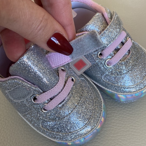 Baby shoes - Silver pink sparkly glitter - size 3 - Picture 4 of 6